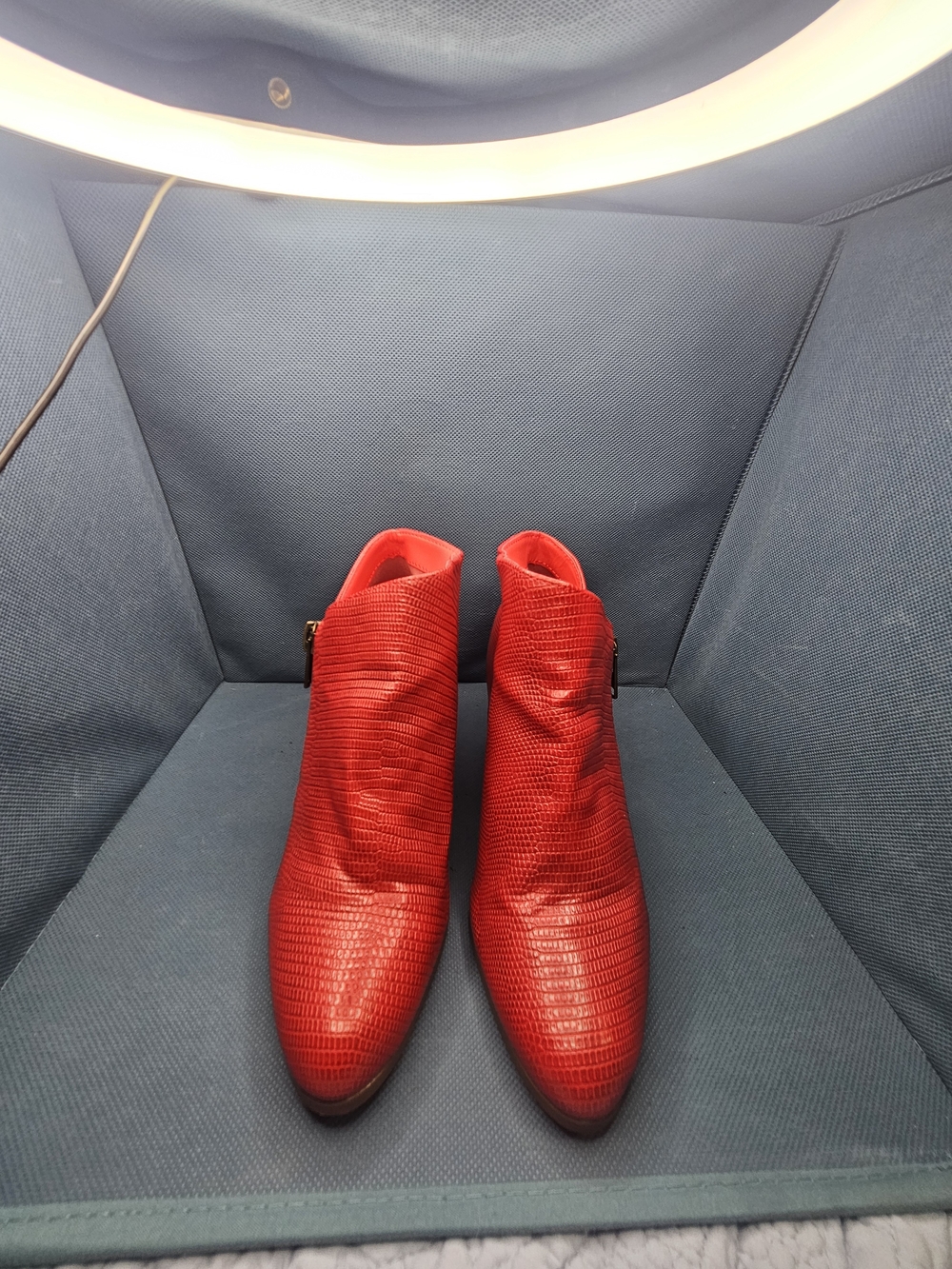 Women's Red Textured Ankle Booties - Sleek Pointed Toe